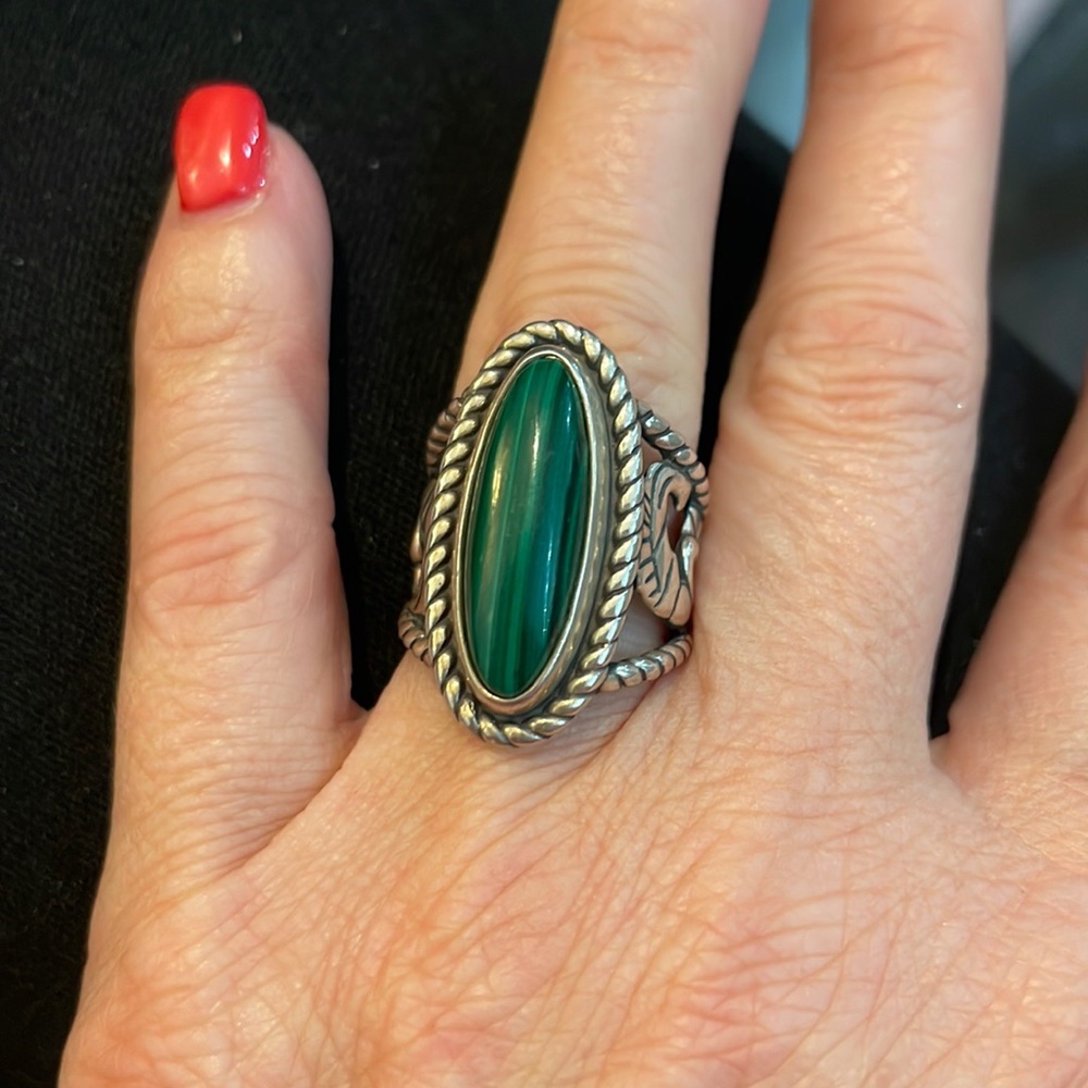 Sterling silver malachite ring
